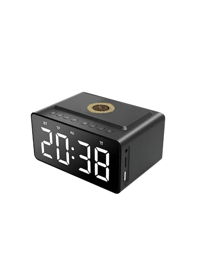 HONTON SQ-808 Quran Speaker with Azan Alarm Clock, Islamic LED Digital Clock with Full Quran Audio, Bluetooth Speaker, 8GB Internal Memory, FM Radio, USB Charging Port, Remote Control and App Control, Rechargeable Battery Backup, Prayer Time Reminder for Home Office Mosque - Image 1
